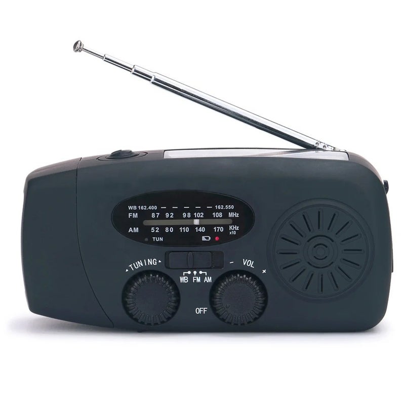 Bluejw Emergency Radio Hand Crank Solar/Dynamo Powered FM/AM/WB Weather Radio with LED Flashlight & Phone Charger - Portable Waterproof Handheld Flashlight for Outdoor Survival - Image 1